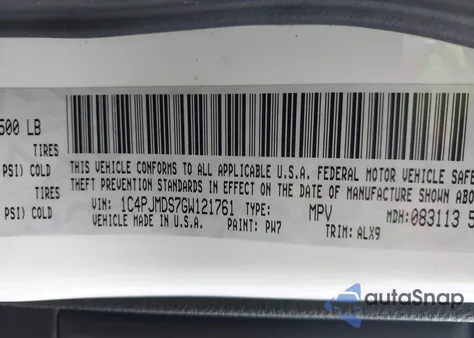 2016 Jeep Cherokee Limited z USA, uszkodzony, nr VIN 1C4PJMDS7GW121761